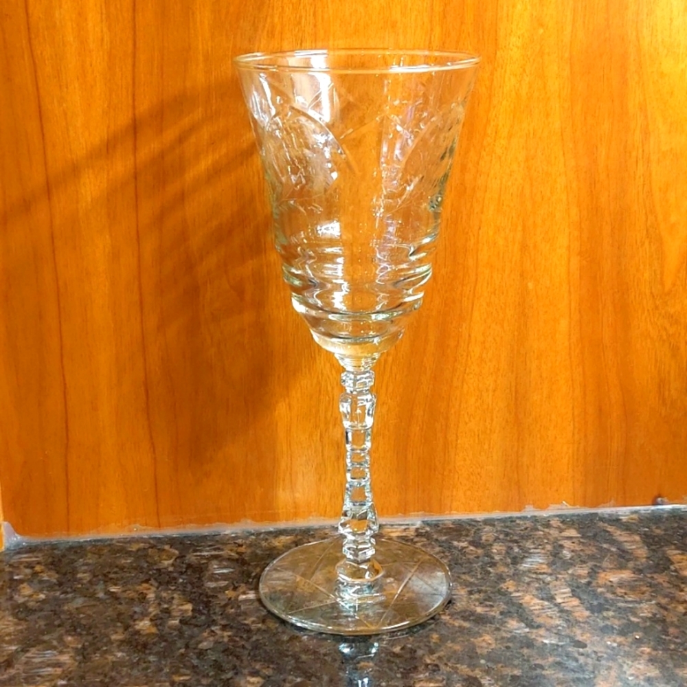 Crystal Normandy Water or Wine Goblet 3005 Libbey Rock Sharpe 7 7/8"